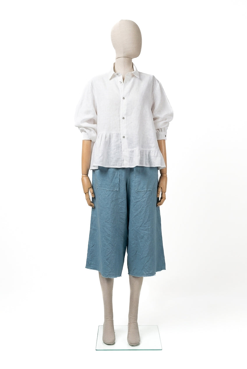 Pantaloni crop lino e viscosa