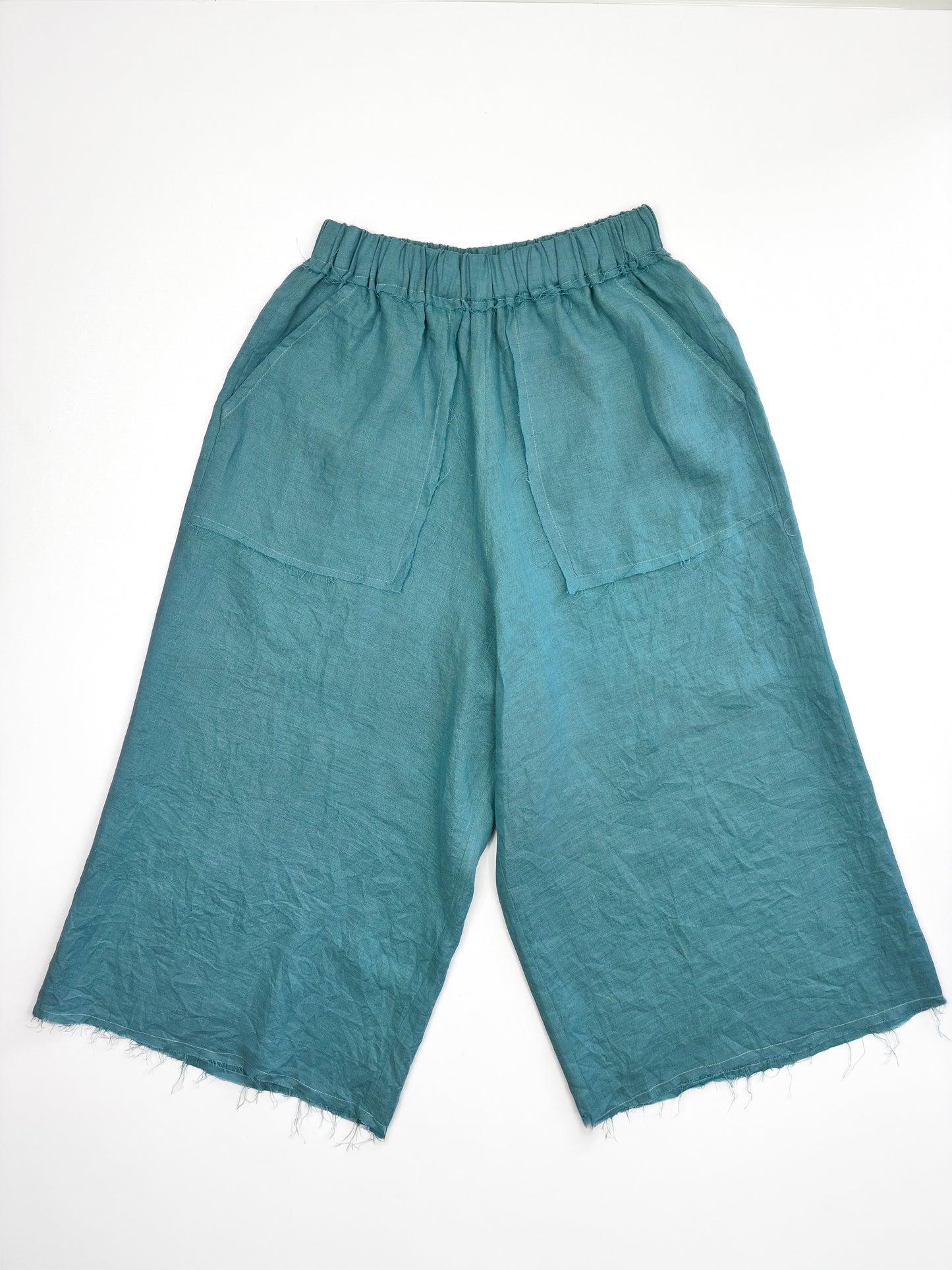 Pantaloni crop lino e viscosa