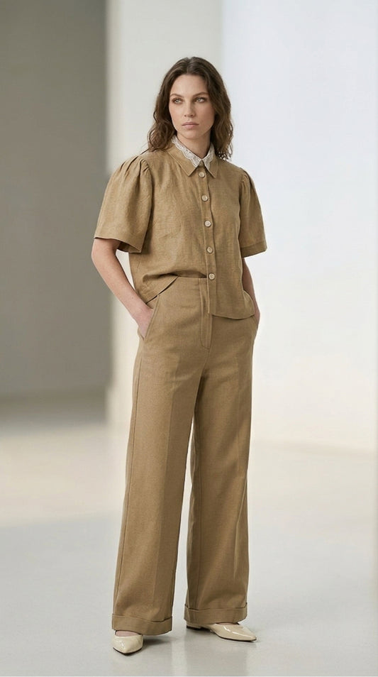 Camicia in lino e viscosa